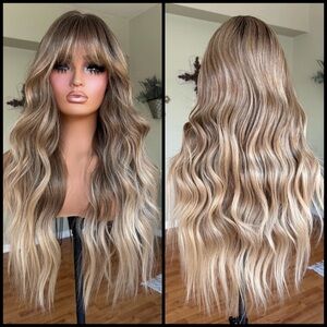 Human Hair Blended Bang Wig